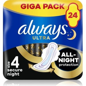 Always Ultra Secure Night санитарни кърпи 24 бр