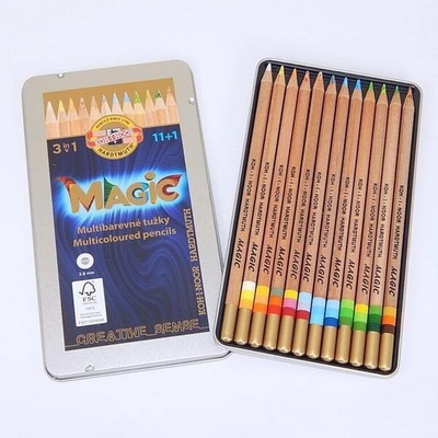 Koh i Noor pastelky Magic 3442 12 barev v plechové etui 3422N12004PL