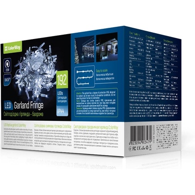 ColorWay LED vonkajšia girlanda СolorWay strapce 6mx0.6m 192Led IP44,studená biela CW-GOF-192L66VCW