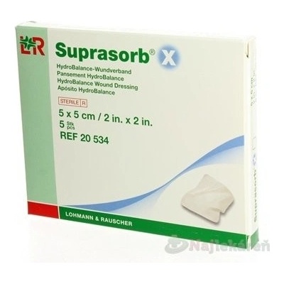 Suprasorb X KRYTIE NA RANY kompresy hydrobalančné vlhké hojenie 9x9 cm1x5 ks