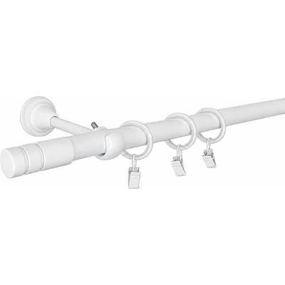 KovovégarnýžeCZ Garnýž Stord elegance 19 mm bílá lesklá Dvouřadá prodloužená, 480 cm, Kroužky s háčky