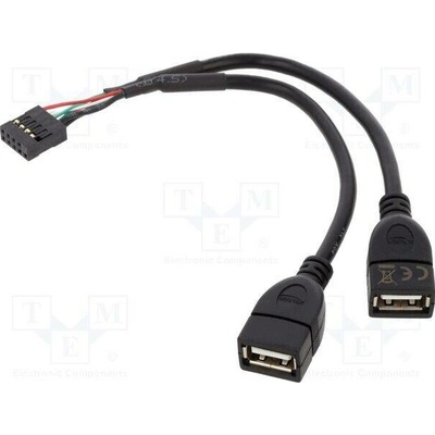 Delock 83292 USB 2.0 USB A zásuvka x2 kolíkový konektor 10pin 0,2m