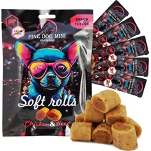 Fine Dog Mini Exclusive Soft Roll svačinka pro psy KUŘECÍ S HOVĚZÍM 5 x 10 g