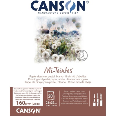 Canson Skicák pre pastely Mi-Teintes White v lepenej väzbe 24 x 32 cm 160g 20 listov