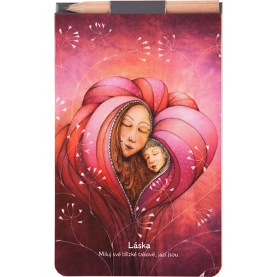 Blok s magnetem a tužkou LÁSKA 90 x 140 mm, čistý, 40 listů
