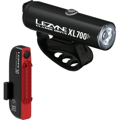 Lezyne Classic Drive XL 700+/Stick Drive Pair Satin Black/Black Front 700 lm / Rear 30 lm Заден-Отпред Велосипедна лампа