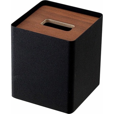 YAMAZAKI Černý kovový box na ubrousky Rin 13 x 13 cm