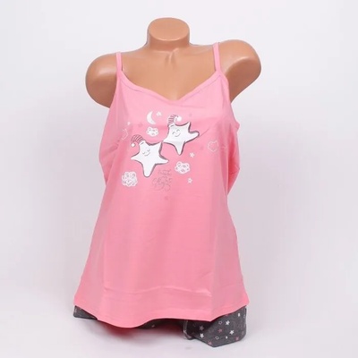 Пижама в розово и сиво със звезди