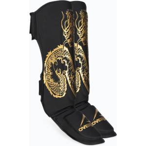 Overlord Legend черни/златни кожени протектори за пищяли и стъпала 301005-BK_GO