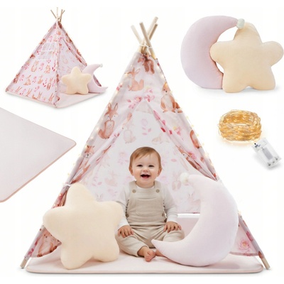 Divio Dětský stan teepee 135 cm růžový
