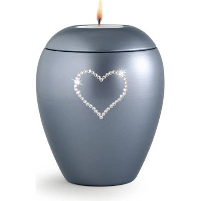 Zvieracia urna Crystal Heart so sviečkou - Šedá 1,5l