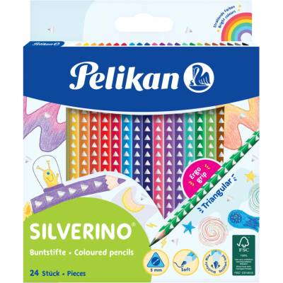 Pelikán Silverino tenké trojhranné pastelky 24ks 00700665