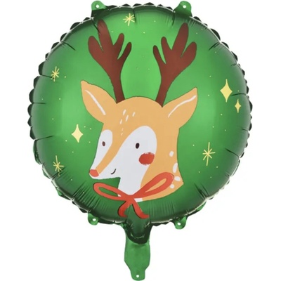 PartyDeco Fóliový balón Vianočný sob kruh 45 cm