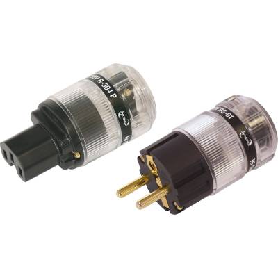 Dynavox RG-01 + R304P Socket Schuko Clear Gold - Комплект мрежови конектори с позлатени контакти (063823)