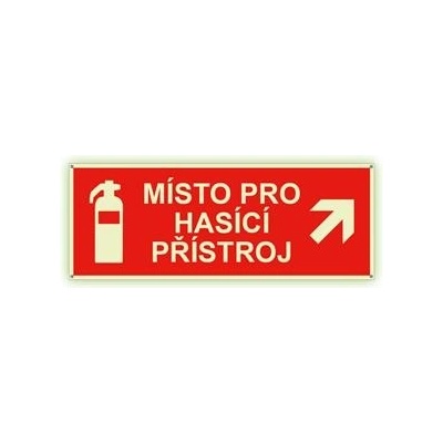 Místo pro hasící přístroj - fotoluminiscenční tabulka s dírkami, plast 2 mm 210x80 mm