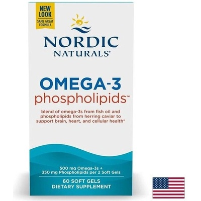 Nordic Naturals Omega-3 Phospholipids омега-3 250 mg + морски фосфолипиди, 60 софтгел капсули, Nordic Naturals (01621 NN)