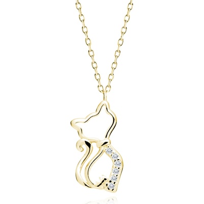 Olivie Strieborný náhrdelník mačka gold 7519