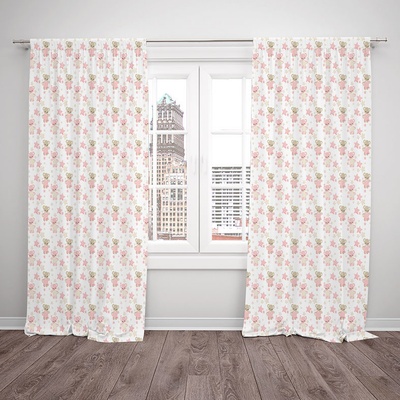 IMPAR Závěsy Tedy bear – pink (Rozměr : 140x250, Materiál: Interlock)