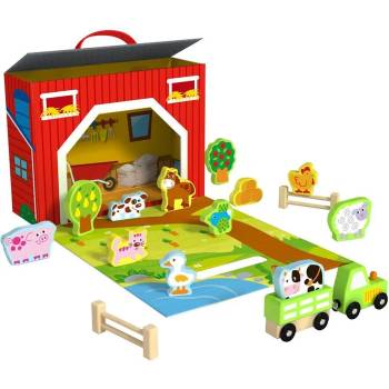 Image 1 of Tooky Toy - Ферма с дървени фигури в куфар TY201