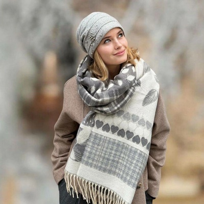 Krumlovanka šál Cashmere Sensation P-72635-G šedý