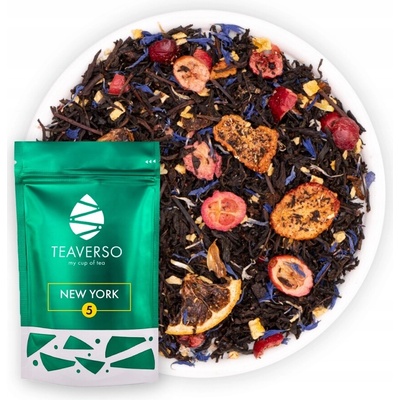 TEAVERSO ČIERNY LISTOVÝ ČAJ CEYLON JAHODA CITRÓN NEW YORK 50 G