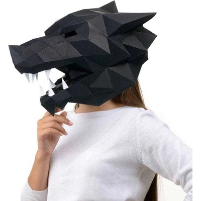 Papírový model 3D maska Vlk černý