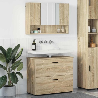vidaXL Комплект мебели за баня 2 бр. Сонома дъб 76, 5 x 35 x 64 см (3393015)