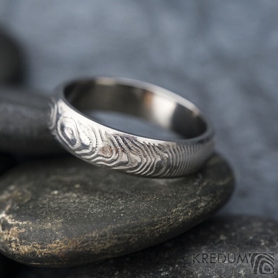 Prima line Snubní prsten kovaná nerezová ocel damasteel SK1611