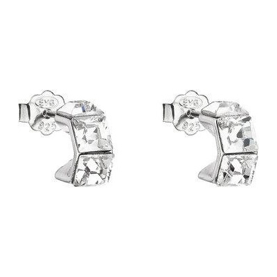 Evolution Group strieborné náušnice pecka s krystaly Swarovski bílá kostička 31253.1