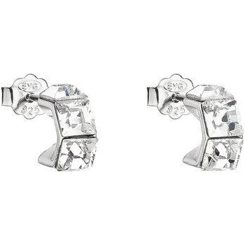 Evolution Group strieborné náušnice pecka s krystaly Swarovski bílá kostička 31253.1