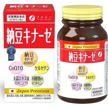 Fine Japan Наттокиназа + коензим Q10, кверцетин, чесън и витамини 240 таблетки | Fine Japan (002784 (000455) FJ)