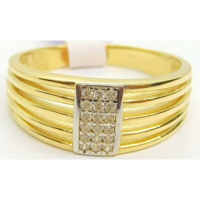 Klenoty Budín dámský prsten ze žlutého zlata a zirkony HK1242