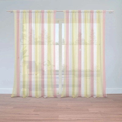Sablio Záclony Žlto-ružové pruhy: 2ks 150x250cm