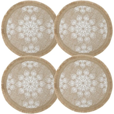 Creative Tops prostírání Hessian White Mandala 4 ks 42cm