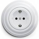 Kliklap - Ретро домашна розетка с рамка SCHUKO 230V/16A снежнобяла (KA0151G)