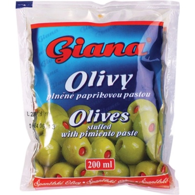 Giana Olivy zelené plnené papričkou 195 g