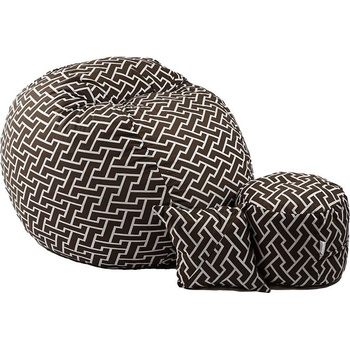 Image 1 of PUFRELAX Комплект Барбарон с табуретка за крака и декоративна възглавница 700л. King Size, Zippity Brown, Перящ се калъф, Пълнеж с микс от мемори пяна и дунапрен, Гама Premium (PUF-M-KOP-PT-ZIB)