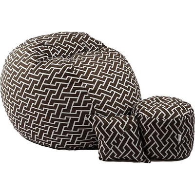 PUFRELAX Комплект Барбарон с табуретка за крака и декоративна възглавница 700л. King Size, Zippity Brown, Перящ се калъф, Пълнеж с микс от мемори пяна и дунапрен, Гама Premium (PUF-M-KOP-PT-ZIB)