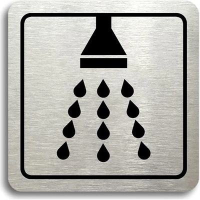Accept Piktogram „sprcha" (80 × 80 mm) (strieborná tabuľka – čierna tlač)