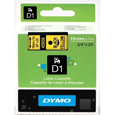 Páska Dymo D1 19 mm x 7m, černý tisk/žlutý podklad, 45808, S0720880