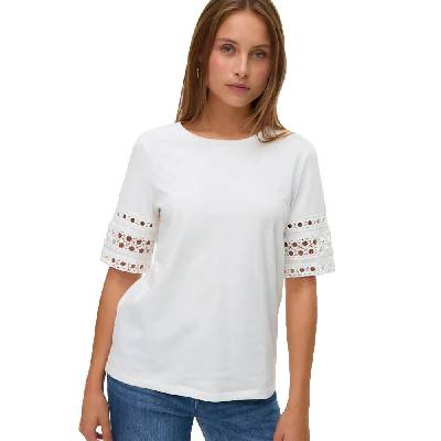 Тениска Vero moda Ivacy short sleeve T-shirt - White (Snow White / Detail Snow White Lace)