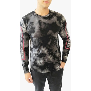 Hollister World Tour stylové batikované triko s dlouhý rukáve a otive černá