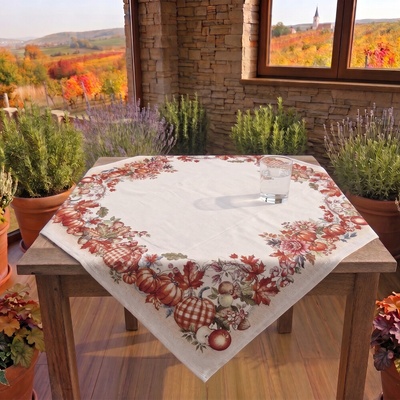 Evenit Gobelínový obrus Chenille 4160 jesenný motív Bavlna/polyester 100x100 cm
