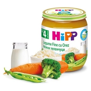 Hipp БИО пюре Нежни зеленчуци с ориз 4м+ 125г