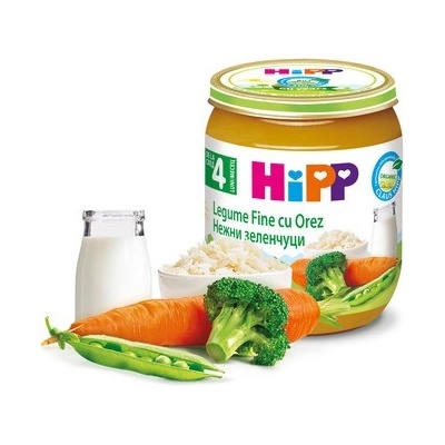 Hipp БИО пюре Нежни зеленчуци с ориз 4м+ 125г