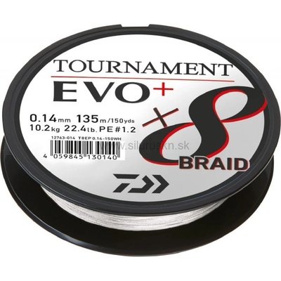 Daiwa Šnúra Tournament X8 Braid EVO+ White 135m 0,12mm