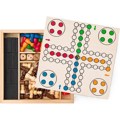 Popular Магнитен комплект игри 4 в 1 - Шах, Дама, Домино, Не се сърди човече и 6 зарчета (92219)