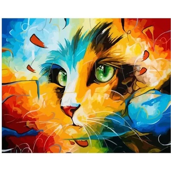 Norimpex - Puzzle Diamant painting: Abstract cat 30x40 cm - 1 - 39 piese
