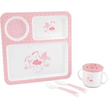 KikkaBoo Jedálenská súprava Flamingo 4 dielna