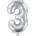 PartyDeco Балон от фолио Mini - число 3 сребърен 35 см
